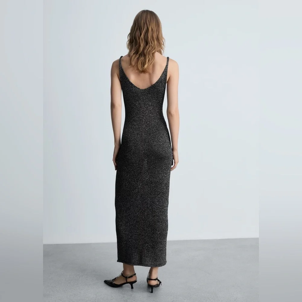 Mango black lurex knitted dress NWT - Picture 3 of 3